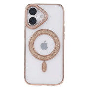 Gold TecHub Diamond Strass MagSafe case for iPhone 16 with sparkling embellishments and slim protective design.