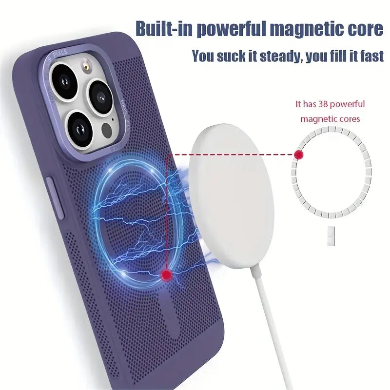 Magnetic Shockproof Grid Breathable for iPhone 14 Pro Max - TecHub