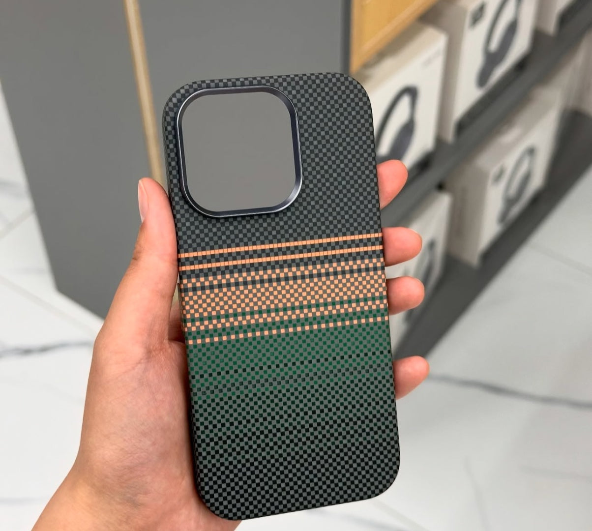 FreeAir MagSafe Carbon Fiber Design Case for iPhone 14 Pro Max - Grey/Green