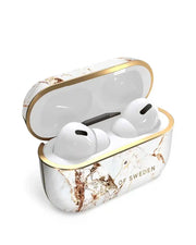 Ideal of Sweden Carrara Gold AirPods Pro 1/2 case with marble pattern and gold accents, designed for AirPods Pro charging case.