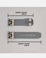 TecHub rugged silicone sports band for Apple Watch 42-49mm in Starlight, shown on a smartwatch with a secure strap.