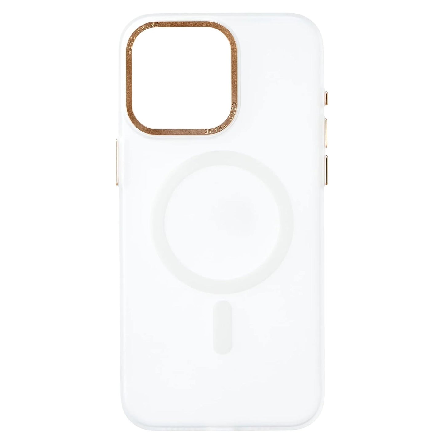 Clear matte Aero frame case for iPhone 15 Pro Max by TecHub, designed to protect and showcase the phone with a sleek, transparent look.