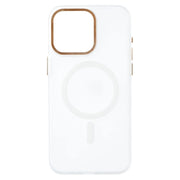 Clear matte Aero frame case for iPhone 15 Pro Max by TecHub, designed to protect and showcase the phone with a sleek, transparent look.