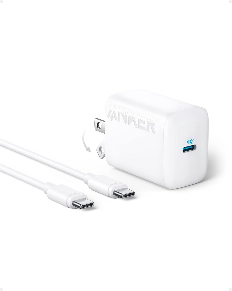 Anker 30W USB-C Charger, Anker 312 Charger with Compact & Foldable Design - White