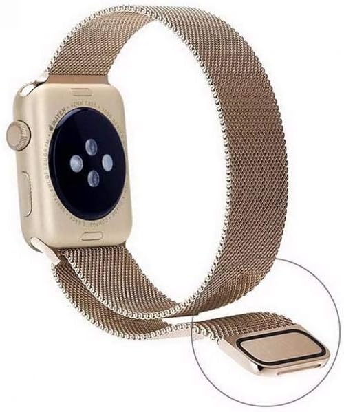 Magnetic Mesh Metal Band Compatible with Apple Watch 38/40/41/42/44/45 mm - Gold