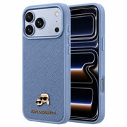Karl Lagerfeld Smooth Karl & Choupette emblem iPhone 17/18 Pro Max MagSafe case by TecHub, featuring stylish branding and durable design.
