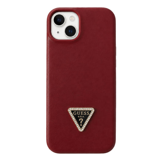 Guess Leather Back Cover Case for iPhone 15 - Maroon
