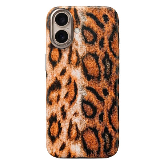 Leopard print TecHub iPhone 16 phone case in brown with stylish, trendy fashion design for protection.