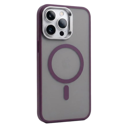Purple QSeries Magic Mask Magsafe magnetic case for iPhone 15 Pro series, showcasing the sleek design and magnetic attachment.