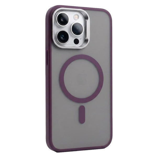 Purple QSeries Magic Mask Magsafe magnetic case for iPhone 15 Pro series, showcasing the sleek design and magnetic attachment.