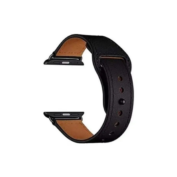 Leather Strap For Apple Watch 44/45/49mm - Black - TecHub