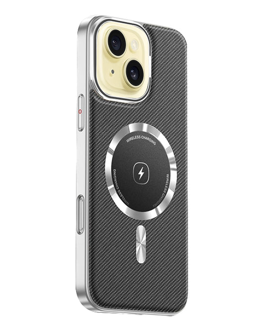 Leather MagSafe Case with Camera Protection Kickstand for iPhone 15 - Fiber Black