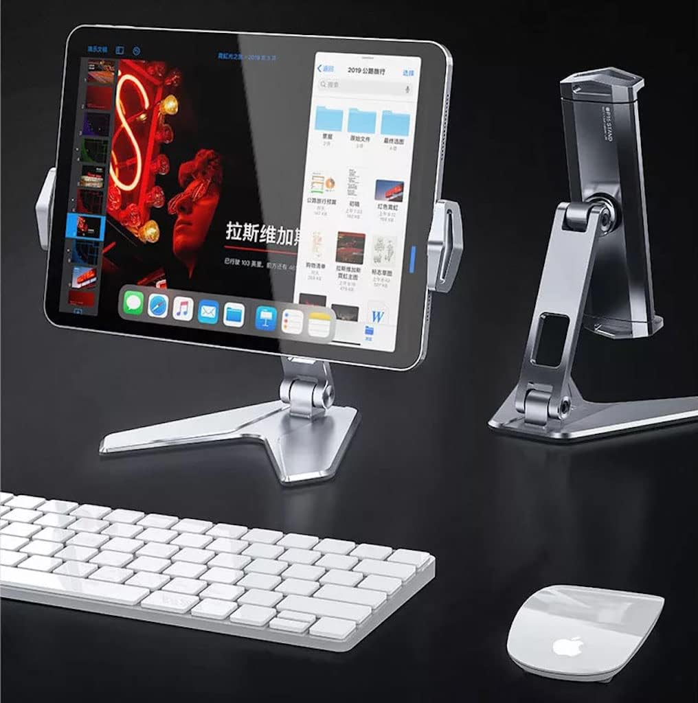 Boneruy Foldable 360 Rotating Adjustable Aluminum Mobile Phone Tablet Stand Holder - Grey - TecHub