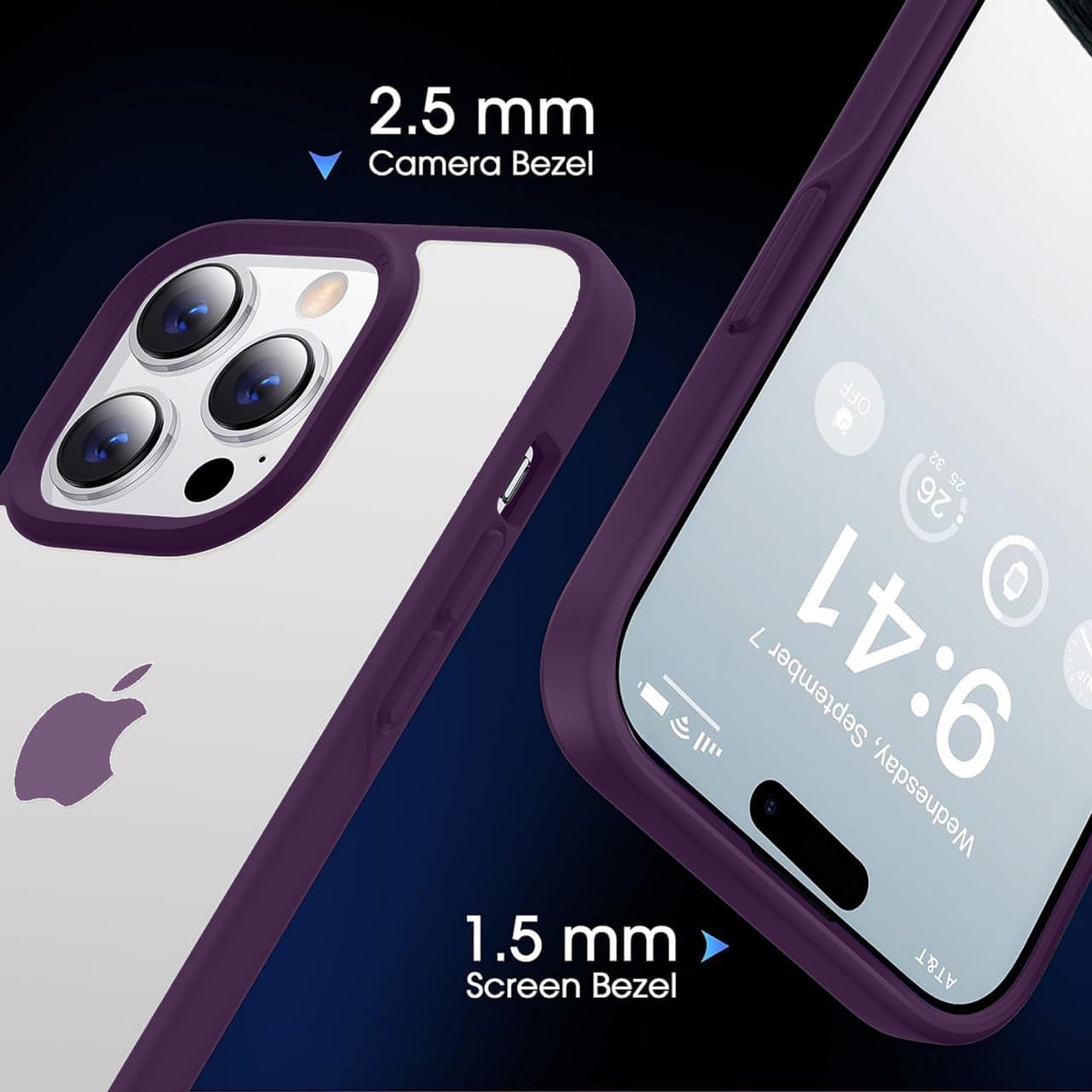 Shockproof PC Soft Silicone [Anti-Yellowing] TPU Bumper Protective Cover for iPhone 15 Pro