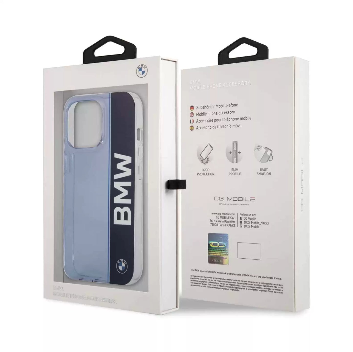 BMW Anti-Scratch Clear Blue with Logo for iPhone 13 Pro Max - TecHub