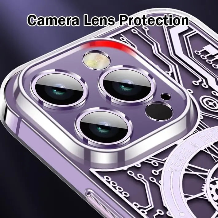 CaseWorld Magnetic Clear Circuit Mechanical Style for iPhone 15 Pro - TecHub