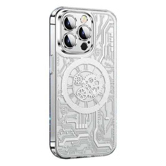 CaseWorld Magnetic Clear Circuit Mechanical Style for iPhone 15 Pro - TecHub