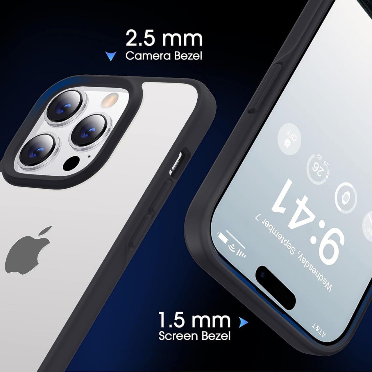 Shockproof PC Soft Silicone [Anti-Yellowing] TPU Bumper Protective Cover for iPhone 15