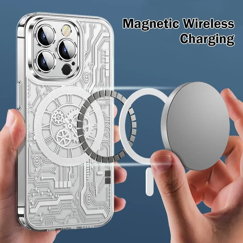 CaseWorld Magnetic Clear Circuit Mechanical Style for iPhone 15 Pro - TecHub