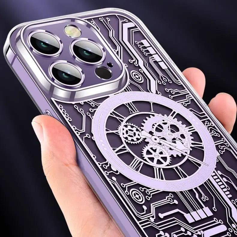 CaseWorld Magnetic Clear Circuit Mechanical Style for iPhone 15 Pro - TecHub