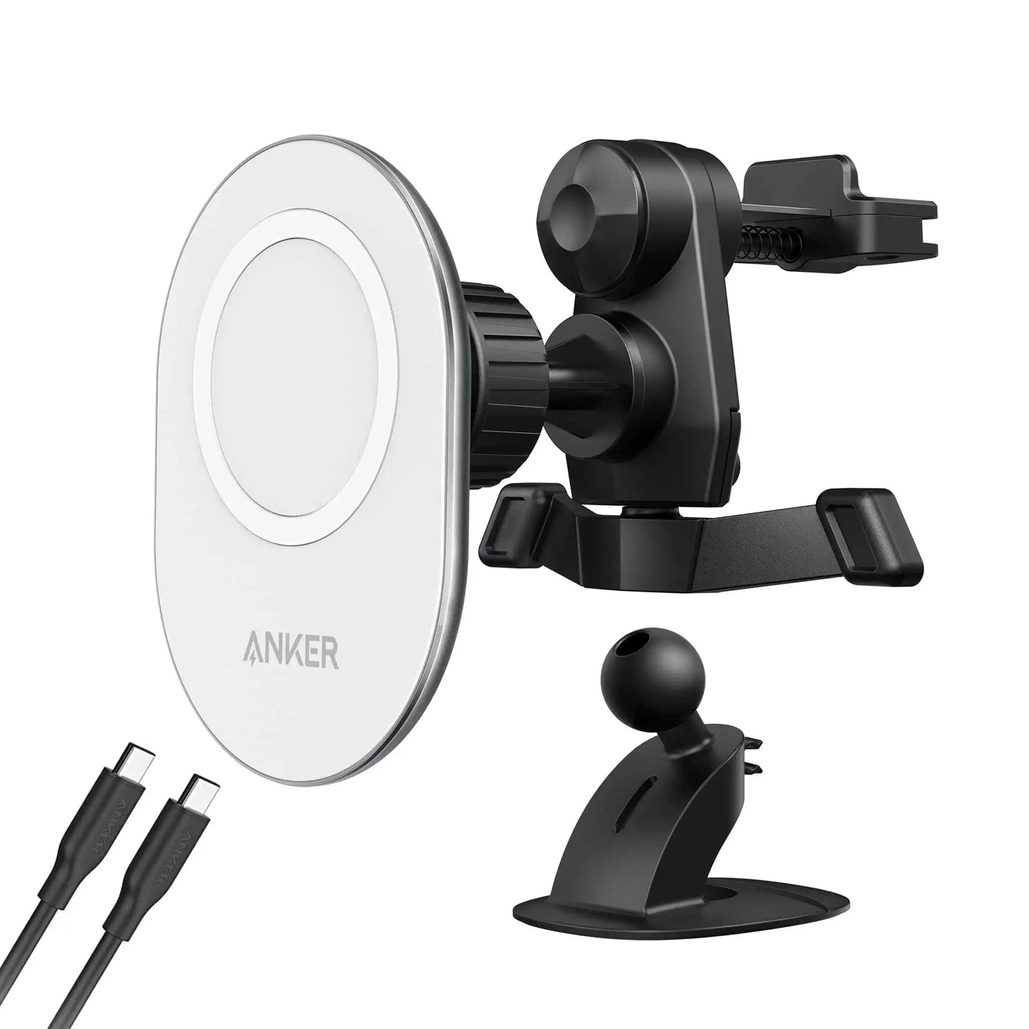 Anker PowerWave Magnetic Car Charging Mount White+Black - TecHub