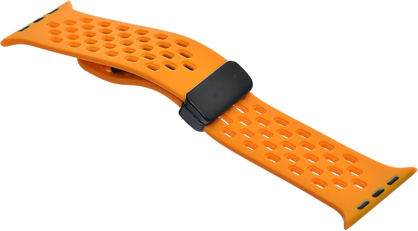 Magnetic Silicone Sport Strap Band for Apple Watch 42/44/45/46/49 mm - Orange