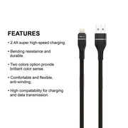 Recci RTC-N04L كابل شحن Lightning 100cm - TecHub
