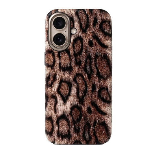 Grey leopard print TecHub iPhone 16 phone case with trendy fashion design, showcasing the stylish animal print pattern.