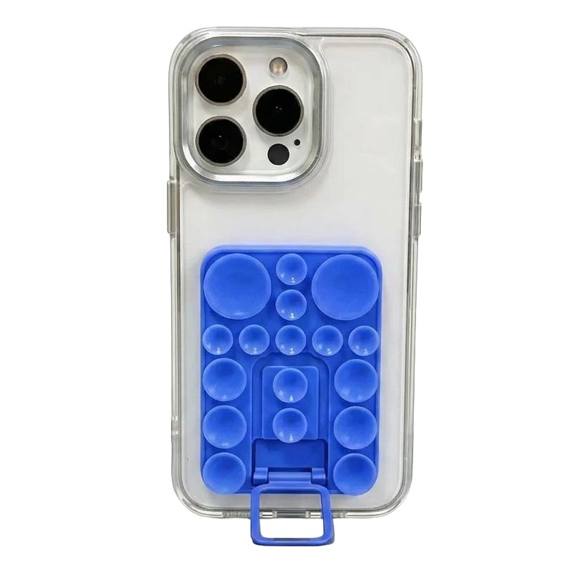 TecHub silicone suction mobile phone folding stand holder demonstrating adjustable grip and secure mounting on a smooth surface.