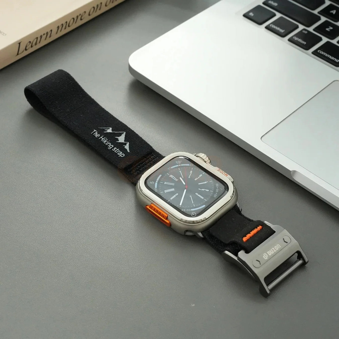 Duzon Nylon Loop Watch Band for Apple Watch 42/44/45/46/49 mm – Double Velcro Strap with Magnetic Buckle