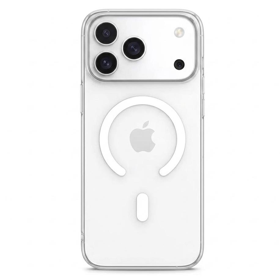 Clear acrylic case for Apple iPhone 17 Pro Max with MagSafe by TecHub, showcasing slim, transparent design without camera button access.