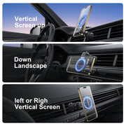Wiwu MAGO Series MagSafe car mount holder attached to a vehicle dashboard, designed for secure iPhone magnetic attachment.