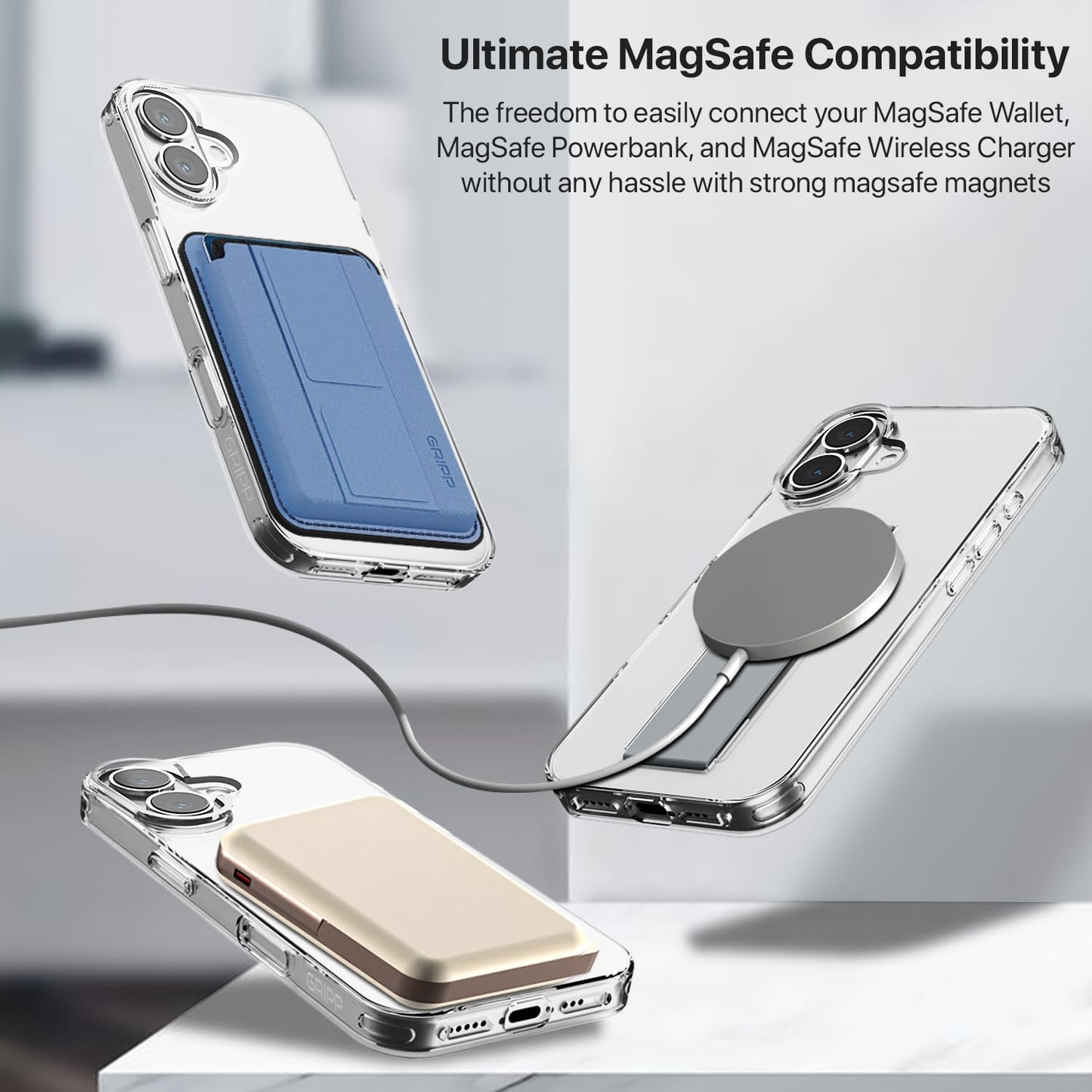 Acrylic TPU MagSafe with Holder Case for iPhone 16