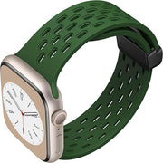 Soft silicone magnetic buckle breathable sport watch strap for Apple Watch 42-49 mm, by TecHub, showing the strap's texture and design.