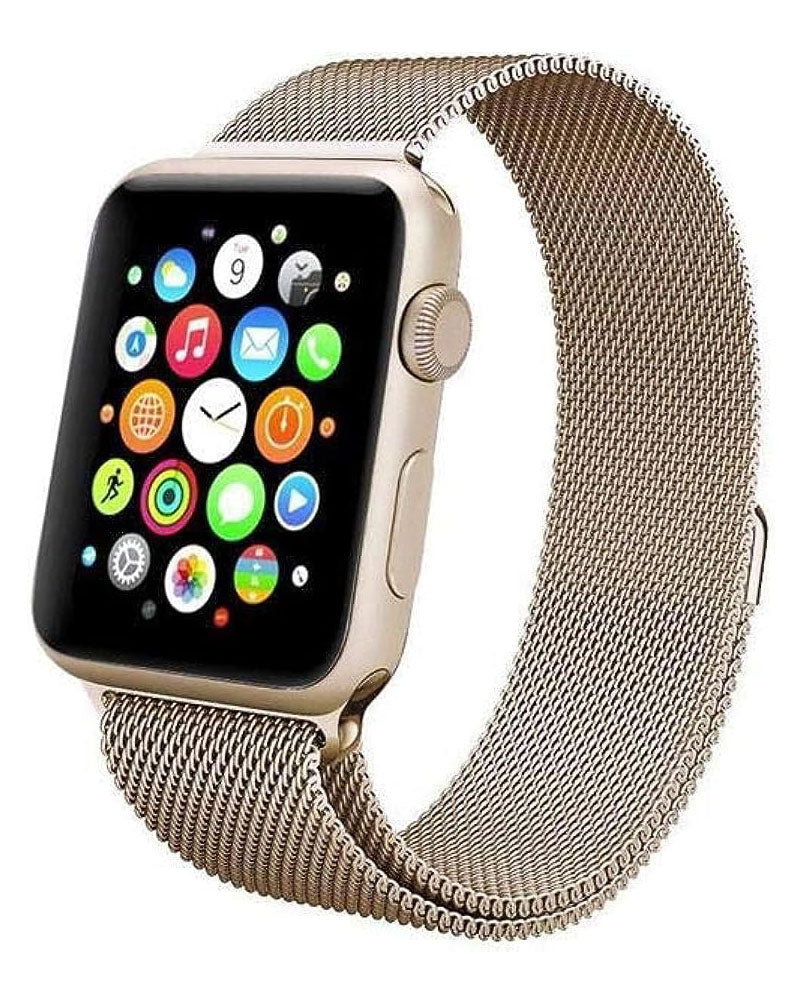 Magnetic Mesh Metal Band Compatible with Apple Watch 38/40/41/42/44/45 mm - Gold