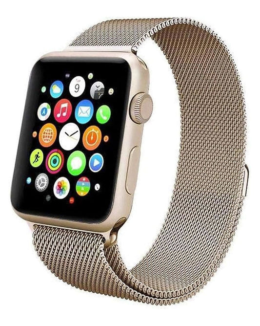 Magnetic Mesh Metal Band Compatible with Apple Watch 38/40/41/42/44/45 mm - Gold