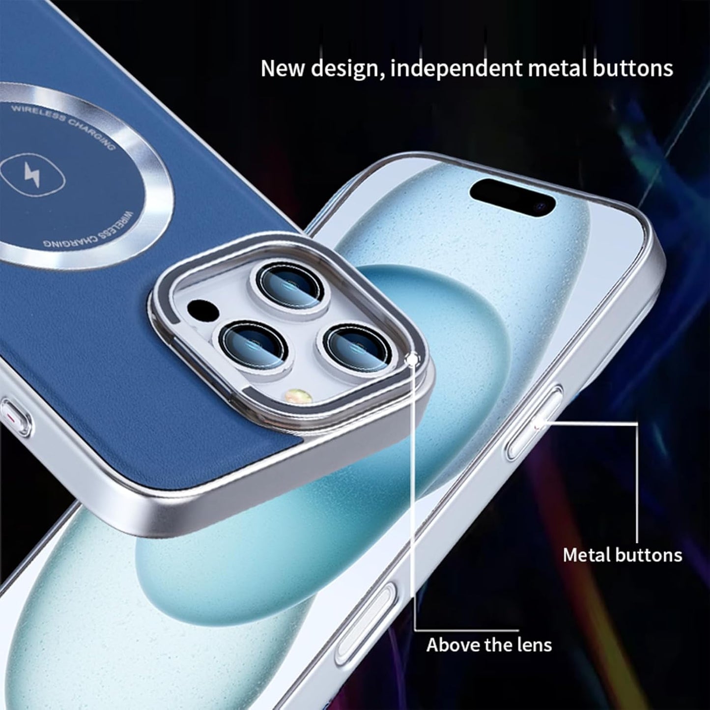 Leather MagSafe Case with Camera Protection Kickstand for iPhone 16 - Blue