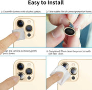 Blue alloy glass lens protector case for iPhone 13 series, offering durable protection for phone camera lenses.