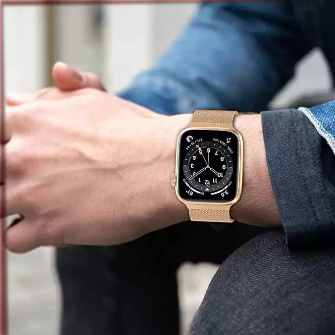 Magnetic Mesh Metal Band Compatible with Apple Watch 38/40/41/42/44/45 mm - Rose Gold - TecHub