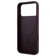 Burgundy Karl Lagerfeld PU hard case with KL monogram logo for iPhone 17/18 Pro Max, featuring sleek protective design and branding.
