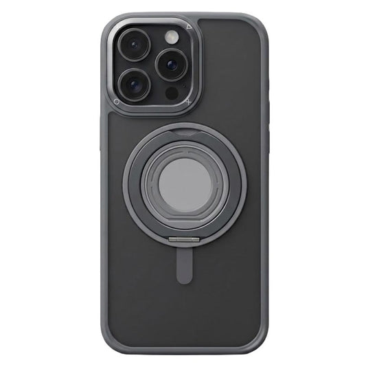 Grey TecHub magnetic silicone ring stand for iPhone 15 Pro Max, 360° rotation, compatible with phone cases.