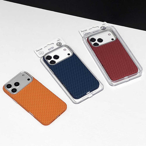 TecHub KVZV Triangle Pattern Series MagSafe case for iPhone 17 Pro, featuring a geometric triangle design and protective bumper.