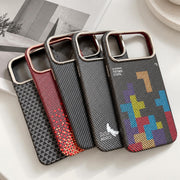 TecHub Tactile Woven Fiber Pattern MagSafe Case for iPhone 17/18 Pro Max showing textured woven fiber design and magnetic alignment features.