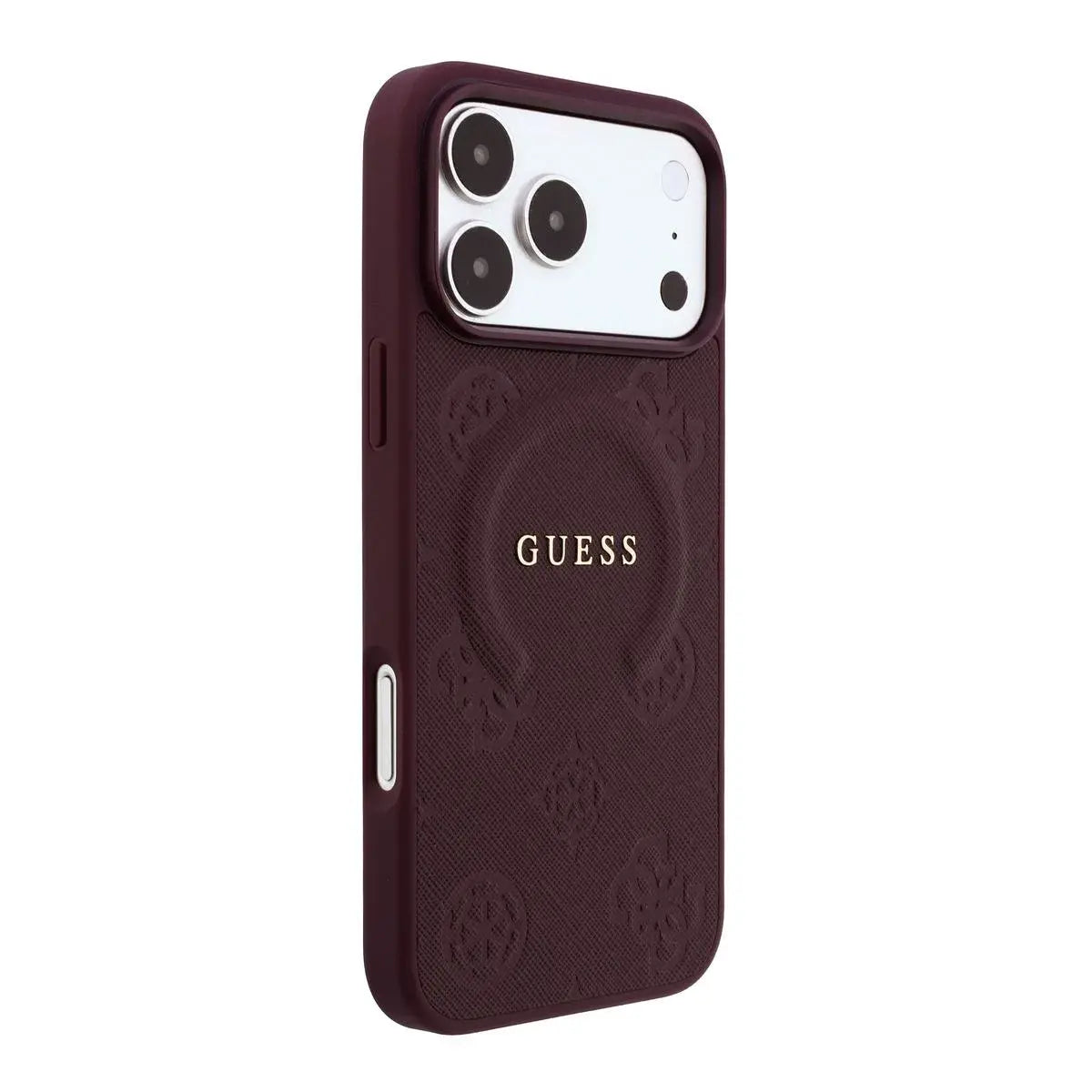 Guess Magsafe Saffiano Hard Case With Peony for iPhone 17/18 Pro Max - Burgundy