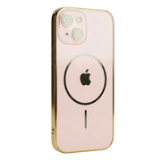 TecHub MagicMask Luxury Matt MagSafe iPhone 15 case in gold, showcasing smooth matte finish and precise cutouts for the device.