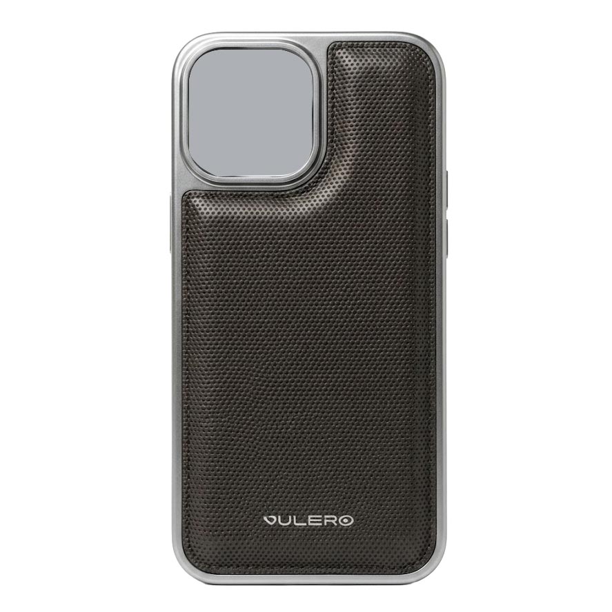 Luxurious TecHub Dulero Pump electroplated iPhone 15 case with a shiny, reflective finish showcasing its sleek design.