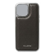 Luxurious TecHub Dulero Pump electroplated iPhone 15 case with a shiny, reflective finish showcasing its sleek design.