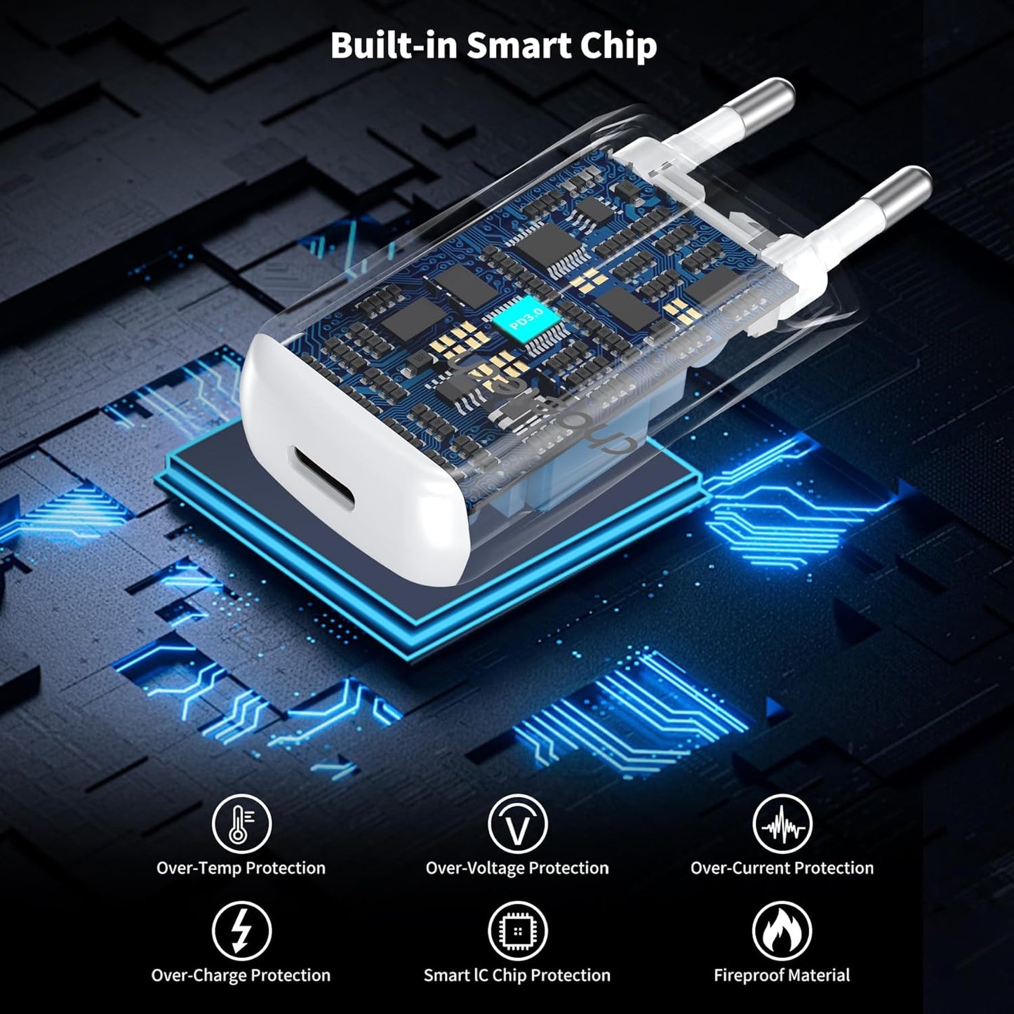 Choetech PD3080 Ultra-Slim Wall Charger, 20W USB-C PD Fast Charging, Compact Lightweight Design – White