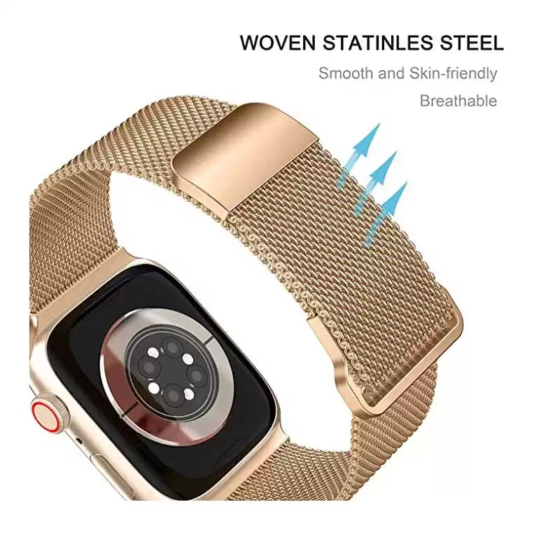 Magnetic Mesh Metal Band Compatible with Apple Watch 38/40/41/42/44/45 mm - Rose Gold - TecHub