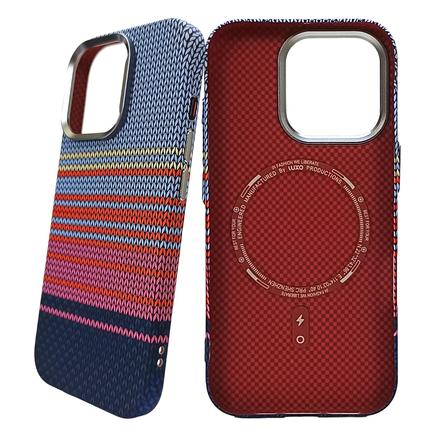 FreeAir Matte MagSafe Carbon Fiber Design Case for iPhone 14 Pro Max - Blue/Red